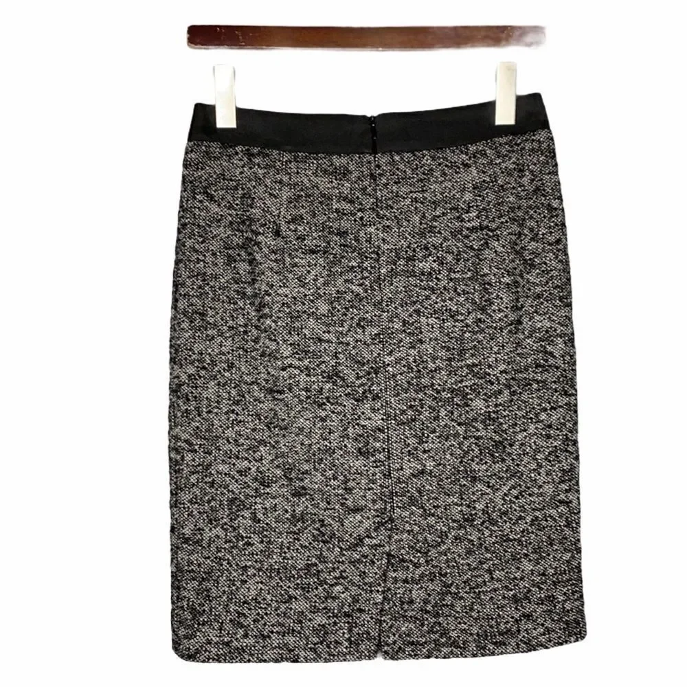 Boden A-Line Pencil Skirt Tweed Wool Blend Black‎